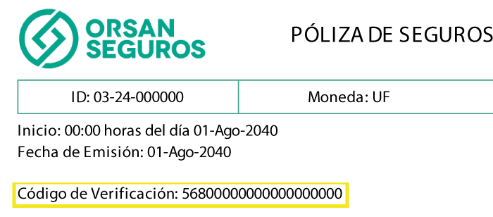 Número de verificación en póliza